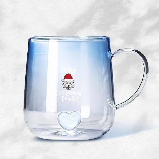 Merry Goldendoodle Doodle Dog Gradient Glass Mugs