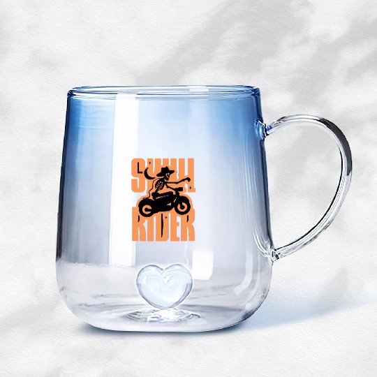 Skull Rider AI Gradient Glass Mugs