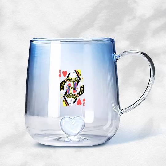 Queen Of Hearts Playing Card Halloween S Gradient Glass Mugs