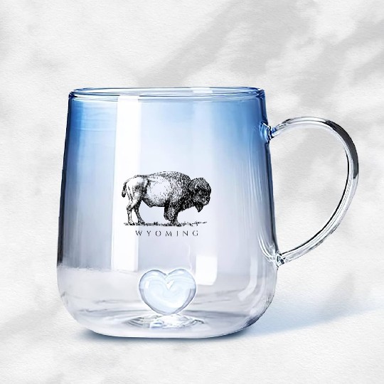 Wyoming With A Buffalo Gradient Glass Mugs