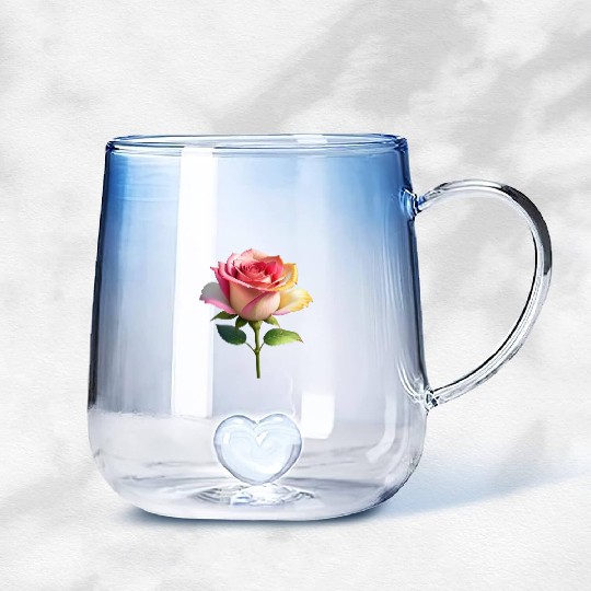 A vintage style of colorful fancy roses. Gradient Glass Mugs