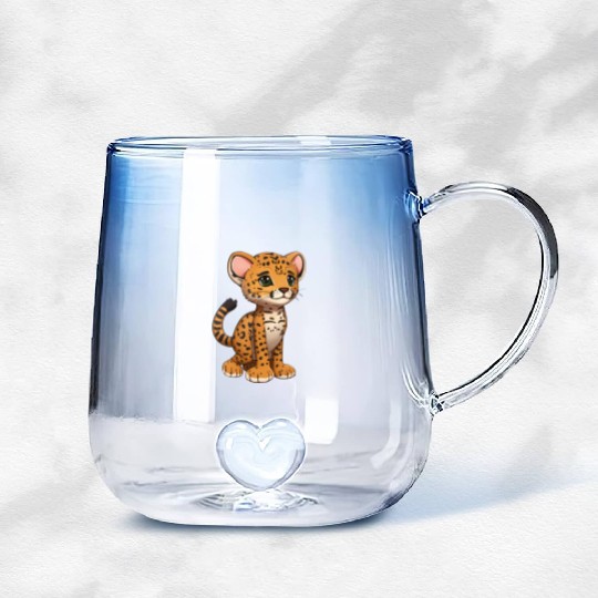 Totally cute cheetah Gradient Glass Mugs