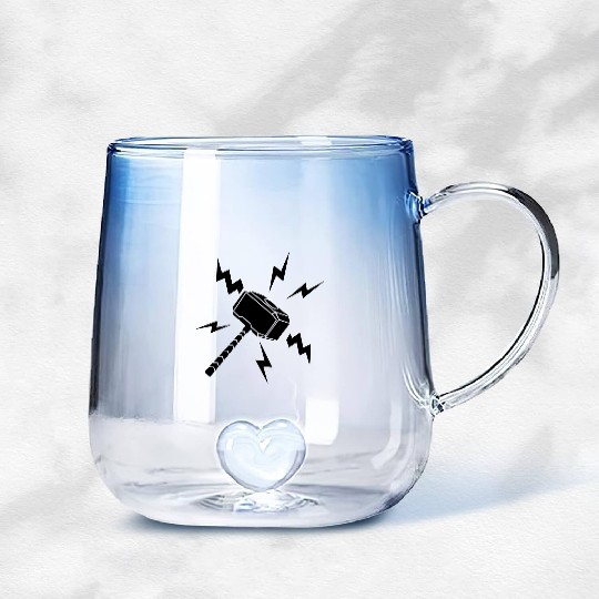 Lightning Thor hammer Gradient Glass Mugs