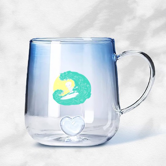 Skeleton surfing on Wave Gradient Glass Mugs