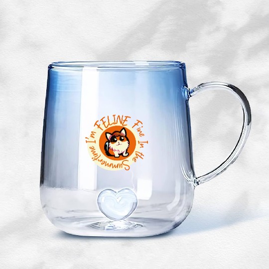 I'm FELINE Fine | Cat Lover Summer Animal Party Gradient Glass Mugs