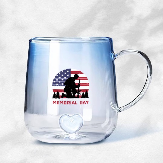 Honor The Fallen Heroes Memorial Day Us Flag Gradient Glass Mugs