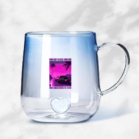 Vintage 80s Graphic Retrowave Muscle Car Racing Gradient Glass Mugs