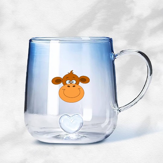Monkey Face Gradient Glass Mugs