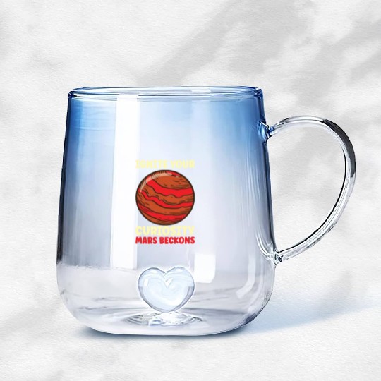 Mars Explore Astronaut Astronomy Solar System Gradient Glass Mugs
