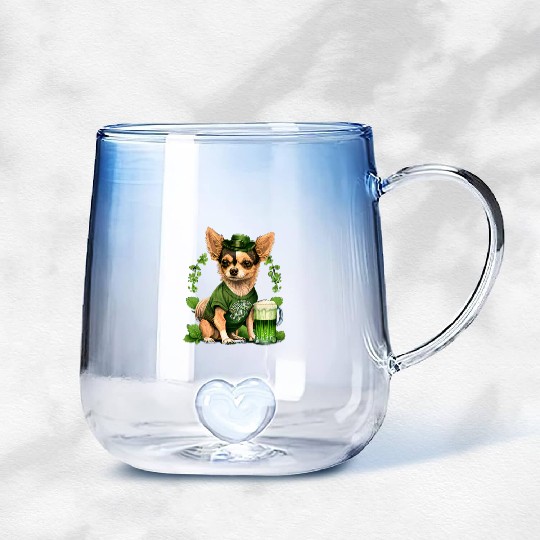 Chihuahua | St. Saint Patricks Day Beer Shamrock Gradient Glass Mugs