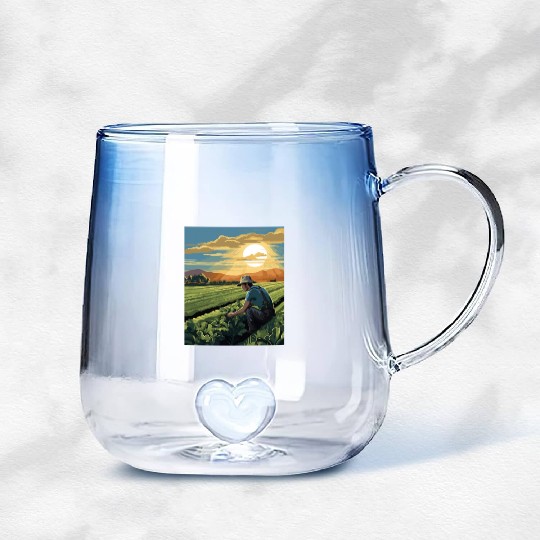 Farming Farmer Farm Agriculture Gradient Glass Mugs