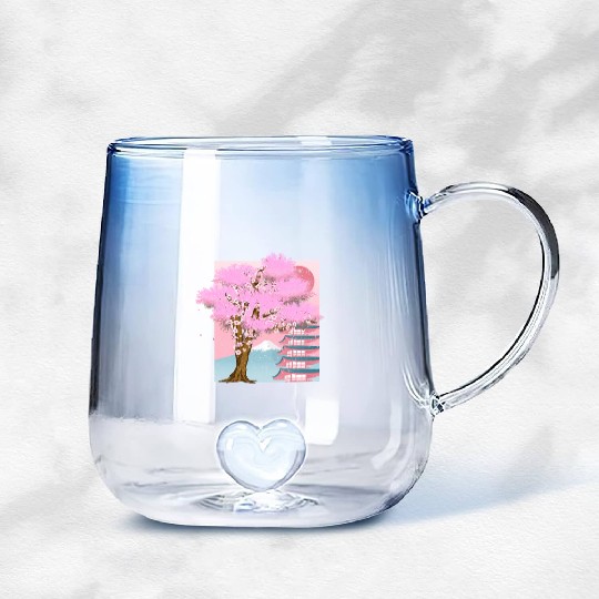 Japan aesthetics sakura tree gift cherry blossom Gradient Glass Mugs