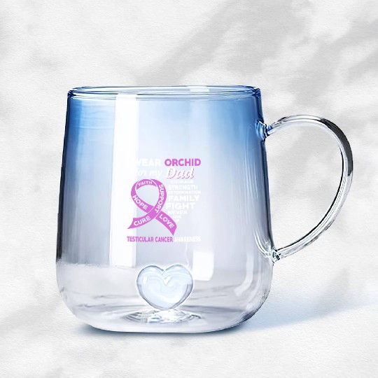 I Wear Orchid For My Dad Testicular Cancer Gradient Glass Mugs