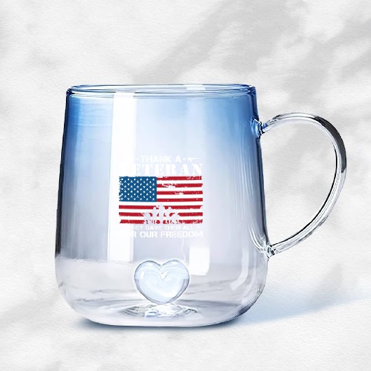 US Army Thank A Veteran American Flag Gradient Glass Mugs