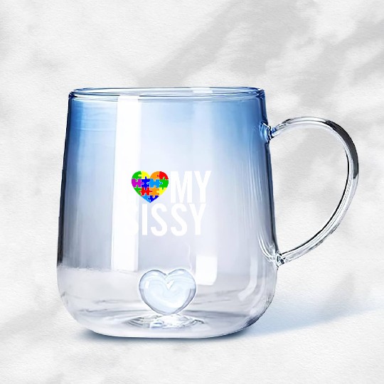I Love My Sissy Gradient Glass Mugs