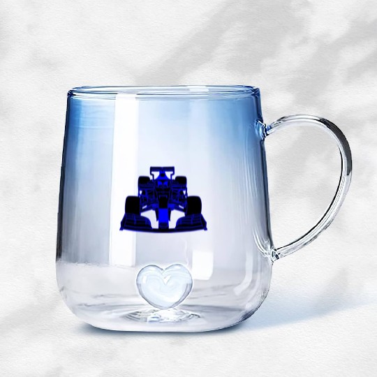Race car blue Gradient Glass Mugs