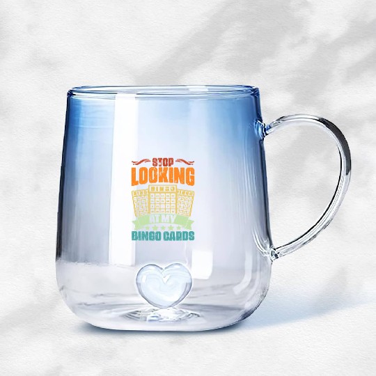 Vintage Bingo Queen Bingo Fan Stop Looking At My Gradient Glass Mugs