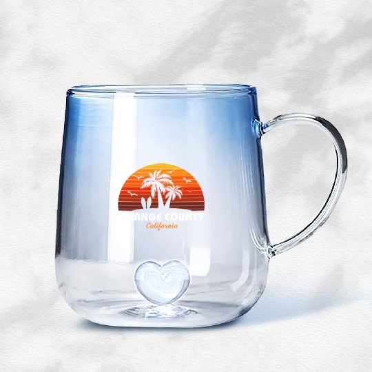Retro Orange County California Sunset Cool Gradient Glass Mugs