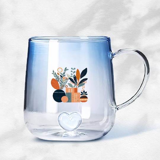 Floral Modern Geometric Mid Century 3 Gradient Glass Mugs