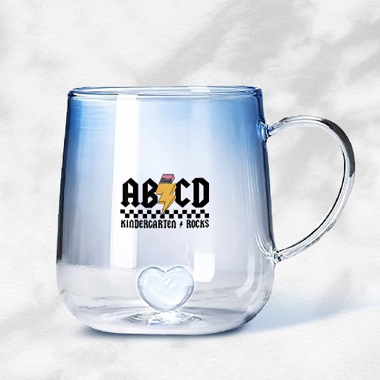 ABCD Kindergarten Rocks Back To School Kindergarte Gradient Glass Mugs