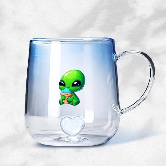 Alien Extraterrestrial Ice Blue Green Gradient Glass Mugs