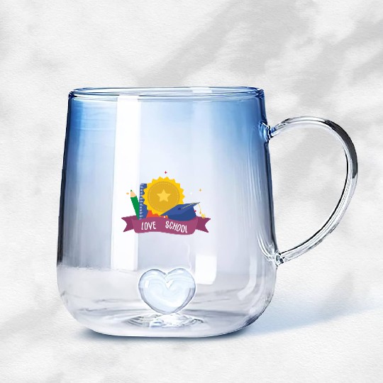 Love School Gradient Glass Mugs