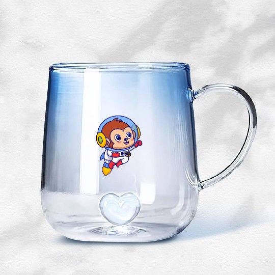 Flying Monkey Astronaut Gradient Glass Mugs