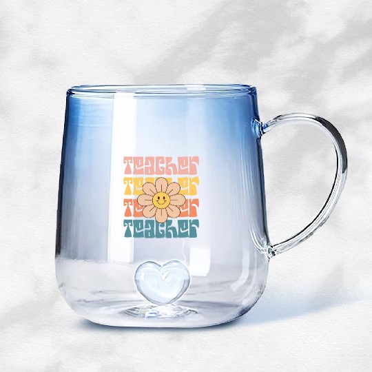 Teacher Daisy Colorful Gradient Glass Mugs