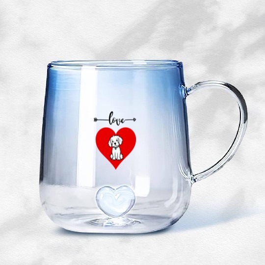 I love my dog ,dogs lover , Heart , cute dog, love Gradient Glass Mugs