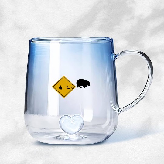Wombat Poop Cubes Road Sign Gradient Glass Mugs