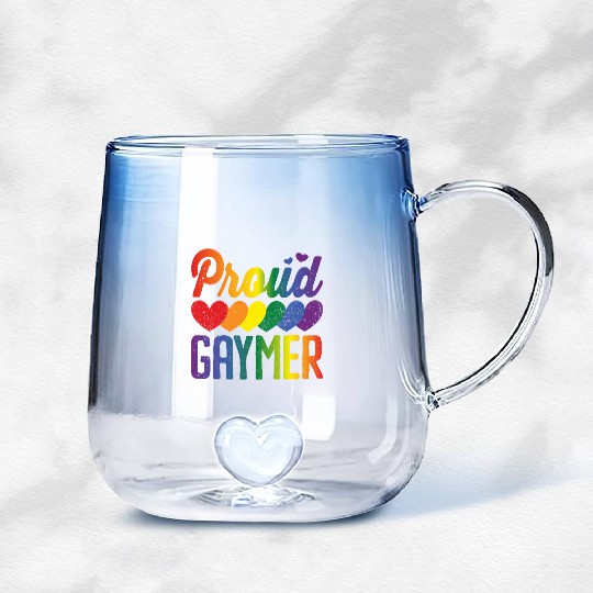 Proud Gaymer Gay Pride Lesbian Rainbow Flag Gradient Glass Mugs