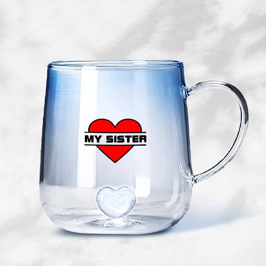 Heart I love my sister for true sisterly love 'Wit Gradient Glass Mugs