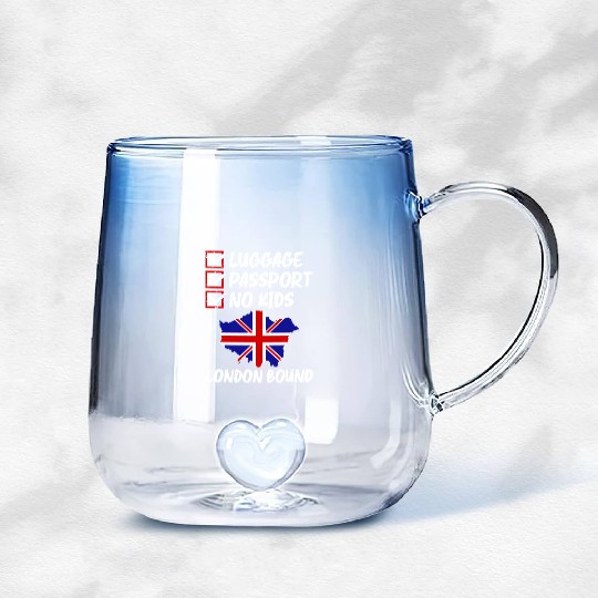 Luggage Passport No Kids London Bound Vacation Gradient Glass Mugs