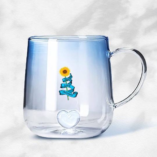 Sunflower Peace love freedom Gradient Glass Mugs