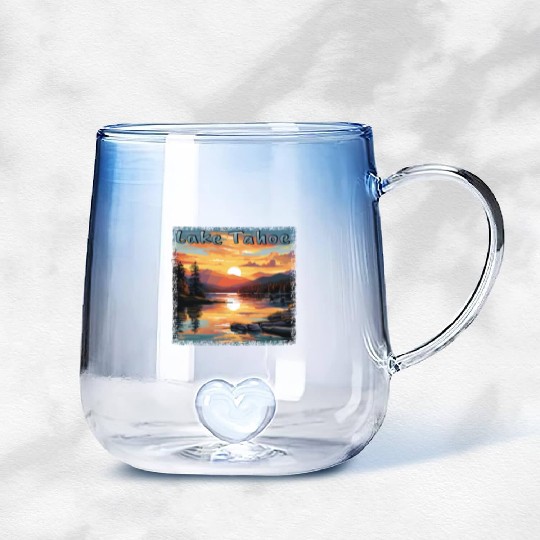 Grunge Sunset: Vacation at Lake Tahoe, Gradient Glass Mugs