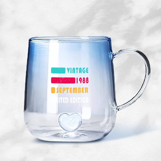 september 1988 Anniversary september 1988 septembe Gradient Glass Mugs