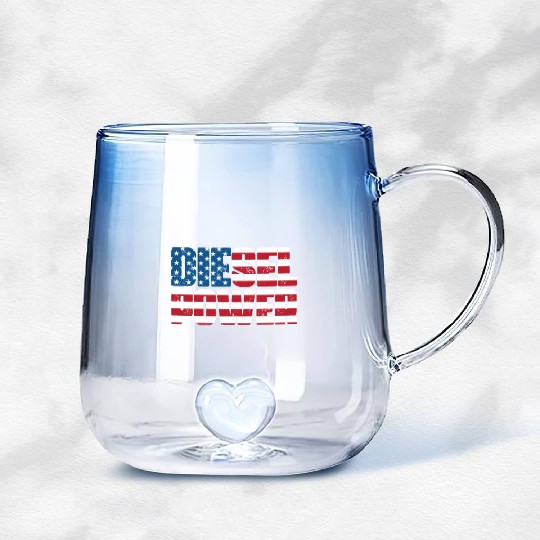 Diesel Power American Flag Gradient Glass Mugs