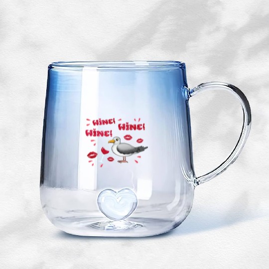 Wine Seagull Bird Lover Shorebird Seagulls Gradient Glass Mugs