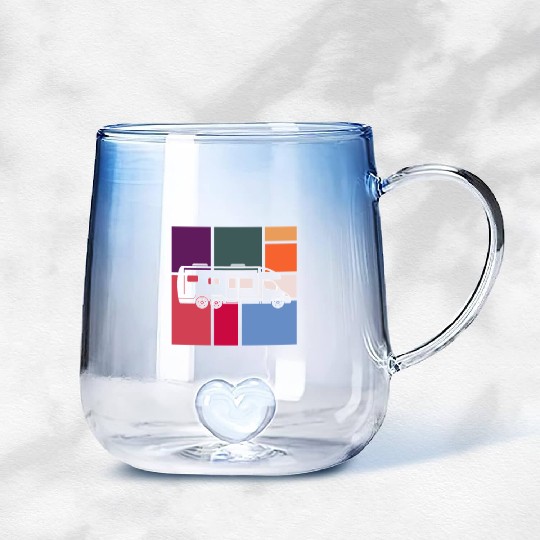 Vintage Camper – Retro Road Trip Gradient Glass Mugs
