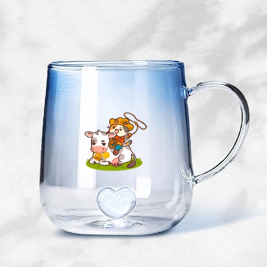 Meow Dy Yeehaw Cowboy Cat Gradient Glass Mugs