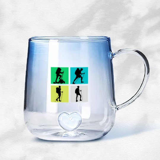 I love hiking , sports hiking lovers gift Gradient Glass Mugs