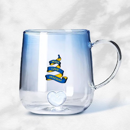 Curl banner with text Ukraine Gradient Glass Mugs