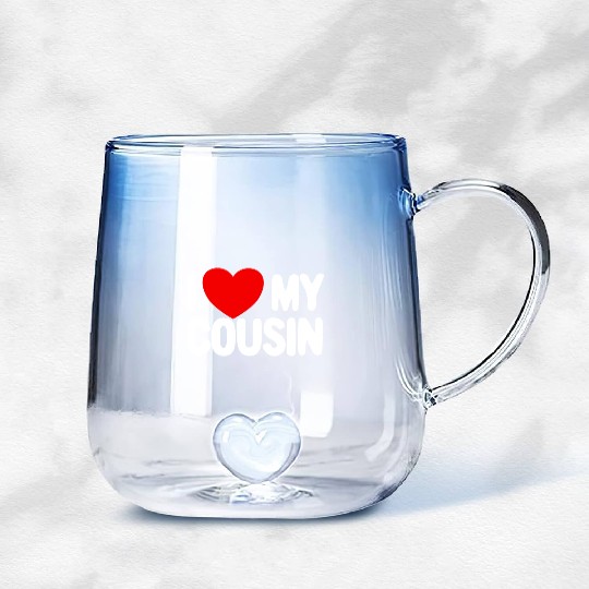 I Love My Cousin Red Heart Redneck Love My Cousin Gradient Glass Mugs