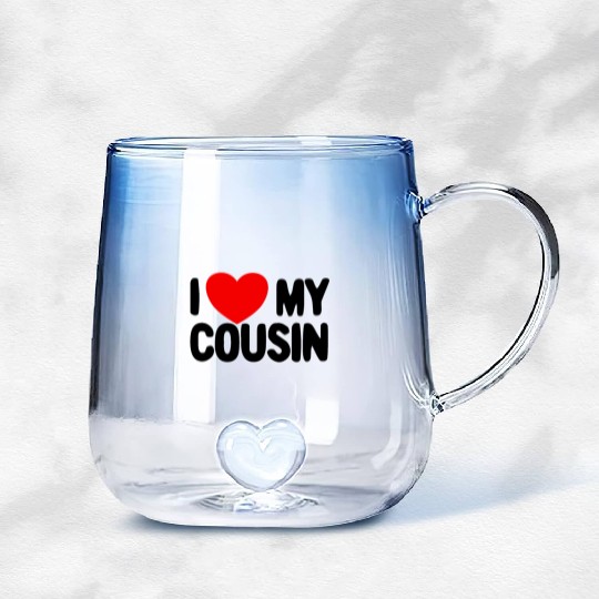 I Love My Cousin Red Heart Redneck Love My Cousin Gradient Glass Mugs