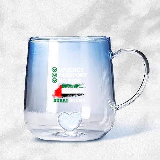 Luggage Passport No Kids Dubai Bound Vacation Gradient Glass Mugs