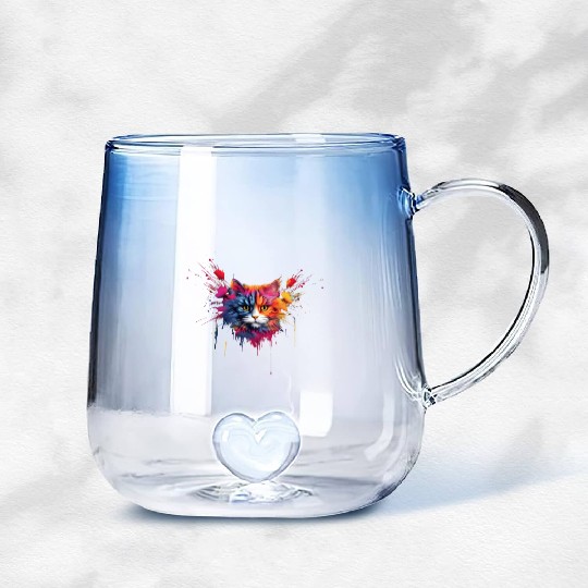Color Explosion Persian Cat Gradient Glass Mugs