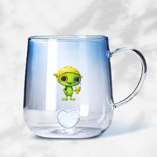 Refreshing Alien Lemonade: Green & Yellow Blend Gradient Glass Mugs