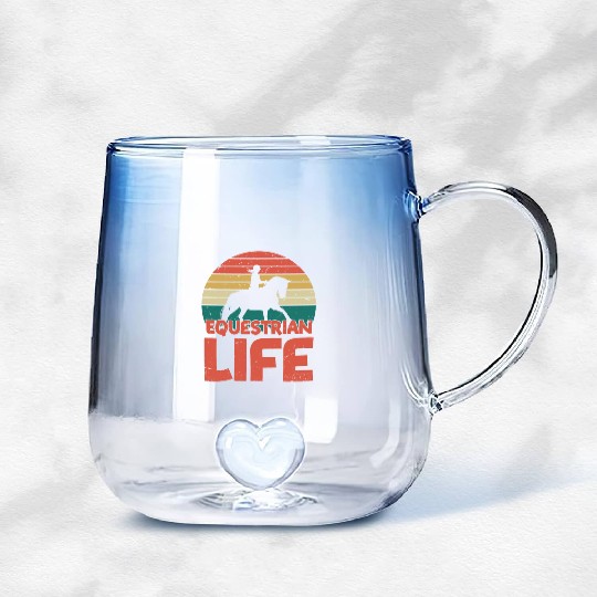 Equestrian Life Horseback Riding Girl Gradient Glass Mugs