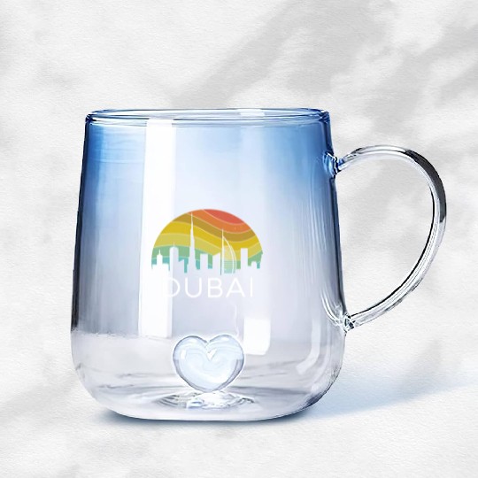Dubai Skyline City Arab Emirates Uae Arcihtecture Gradient Glass Mugs