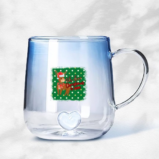 Oh Deer Christmas Is Here Festival Xmas Holiday Gradient Glass Mugs